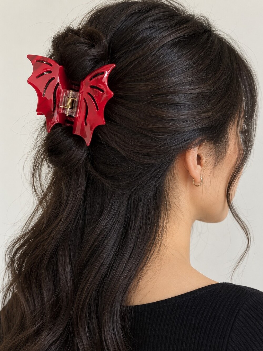 Red Bat Hair Claw Clip Gothic Halloween Rainbow Unicorn Surprise